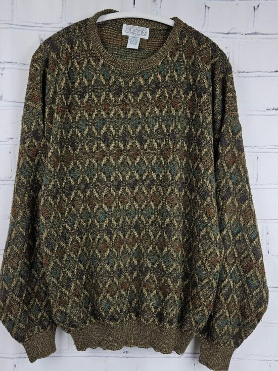 Gianfranco Ruffini Other - Gianfranco Ruffini Italy Large Multicolor Acrylic Sweater Mens Brown Y2K Style
